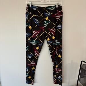 Lularoe Tall & Curvy Leggings UFO Spaceship Outer Space Fits Women's Sizes 12-20